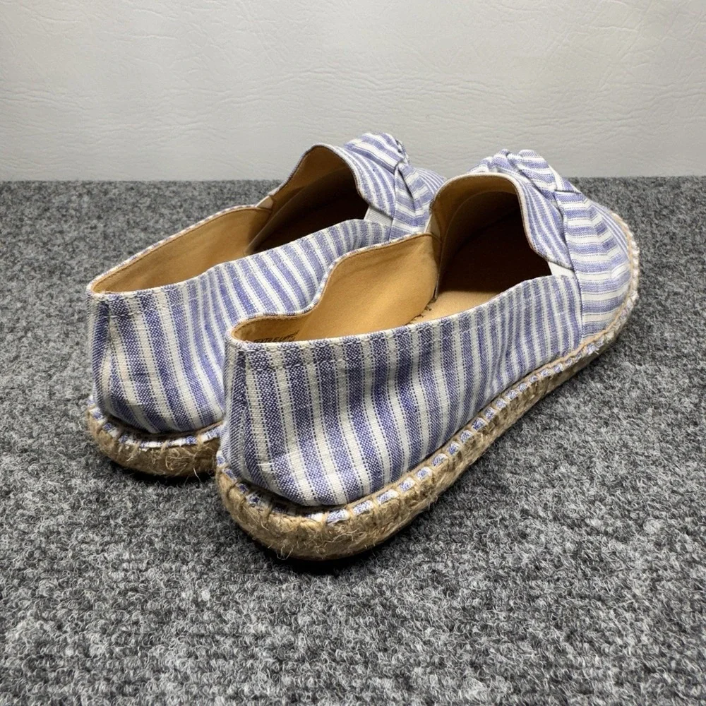 Talbots Espadrille Flats Women 9 Blue White Striped Knot Nautical Coastal Preppy